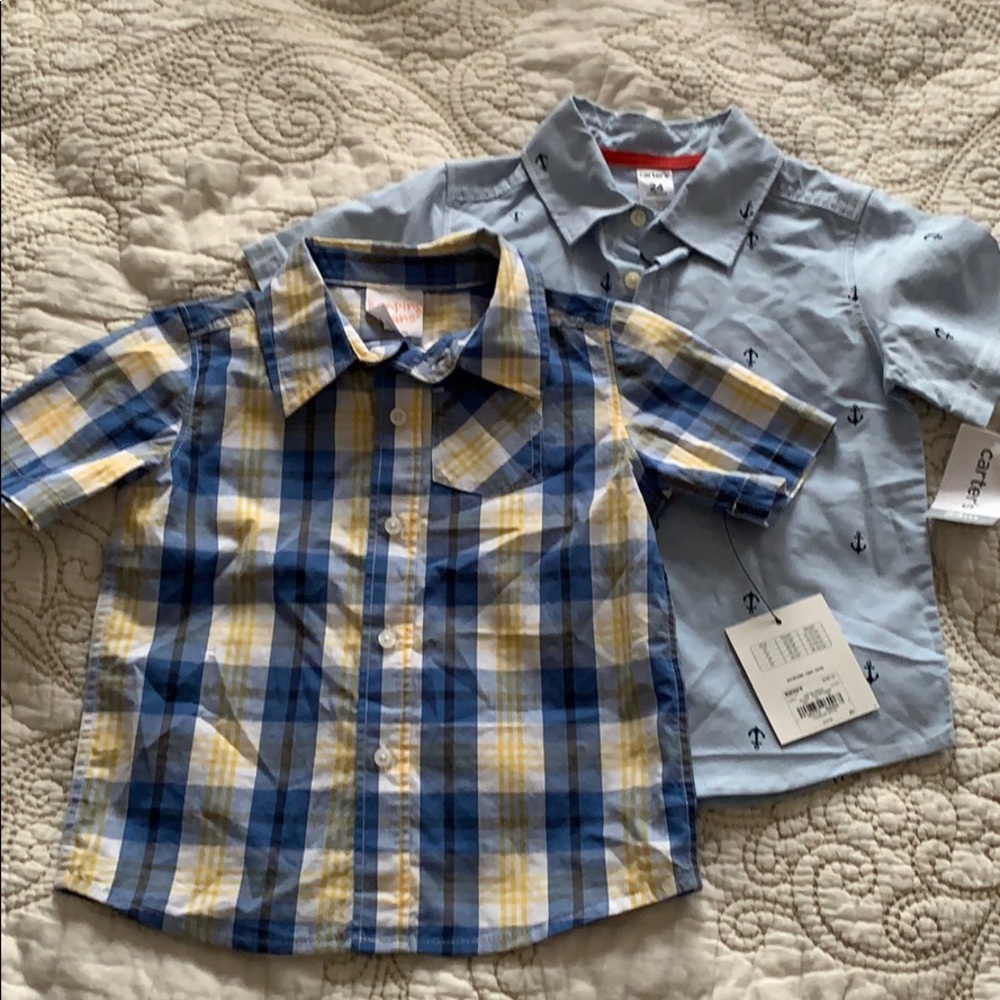 2 boys short sleeved button downs